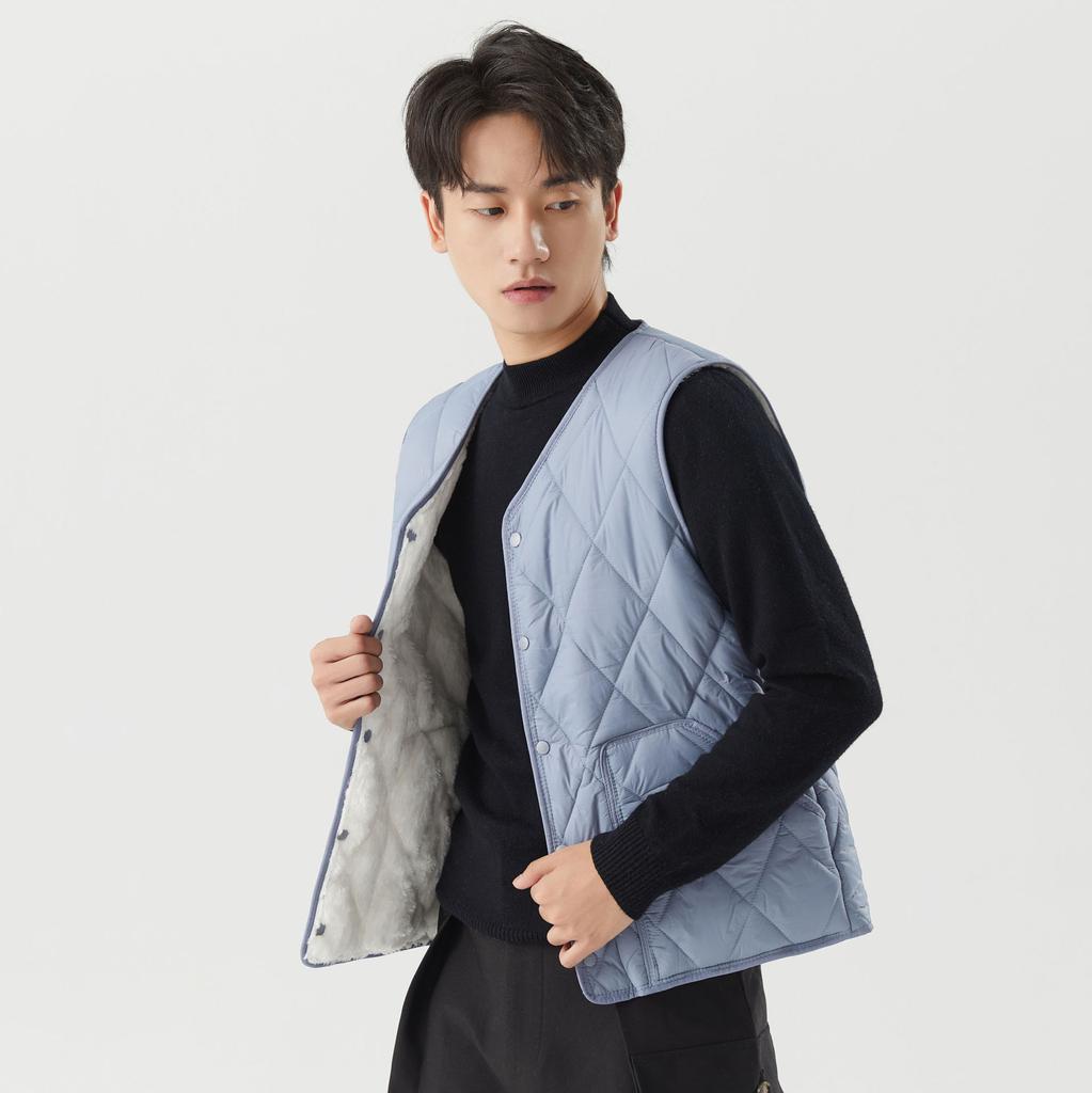 Herren Väter tragen gepolsterte warme Mittel- und ältere erhöhte Weste Futtertaschen Herren Diamant kurze Weste Bequem und stilvoll, um warm zu halten 2161