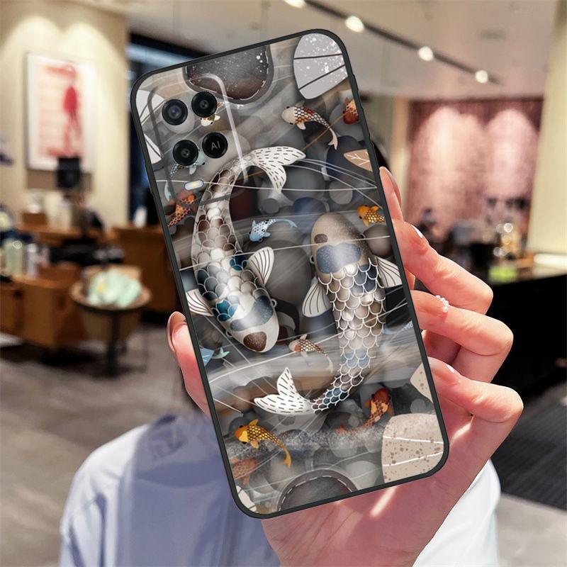 Koi Carp Fish Yin Yang Case For Oppo A40 A60 A80 A18 A38 A58 A78 A98 A16 A76 A96 A15 A17 A77 A74 A94 A54 A57S Cover