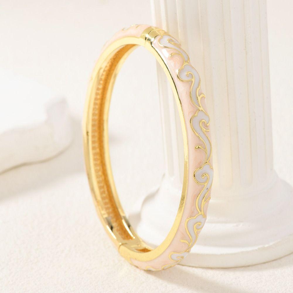 Enamel Vintage Cloisonne Bangle Traditional Women's Hand Bracelet Hollow Out Flower Bangle  Woman