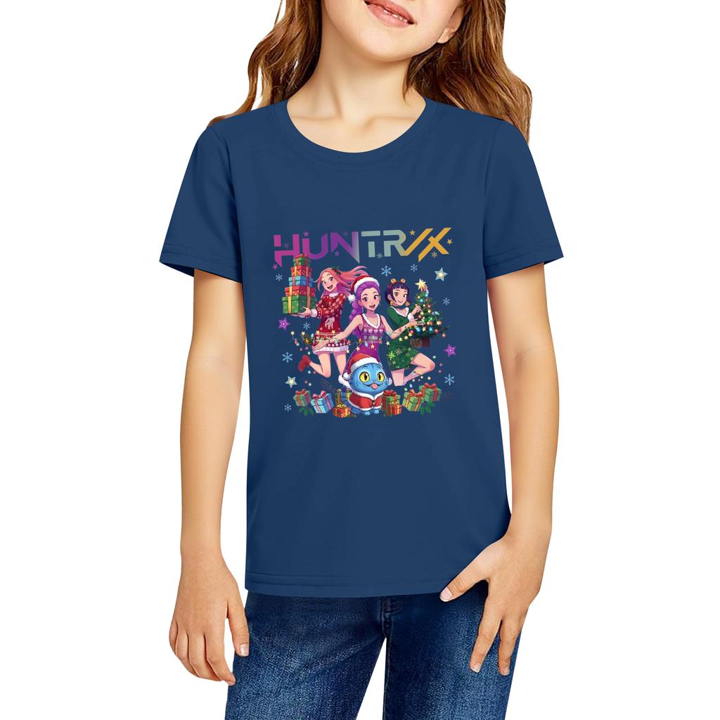 Fashionable Round Neck Short Sleeve Work Clothes Printed Tops For KID Summer Tops