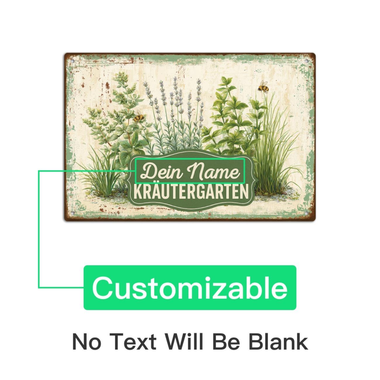 

Personalized Metal Tin Sign German Text Garden Decor Farmhouse Apothecary Herb Wall Art Christmas Gift білий