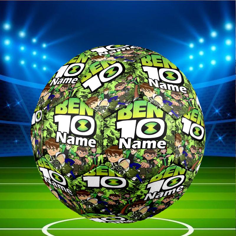Custom Name Personalized Ben 10 Cartoon Print Size 5 Soccer Ball Training & Match Football, for Team, Kicking, Gift for Football
