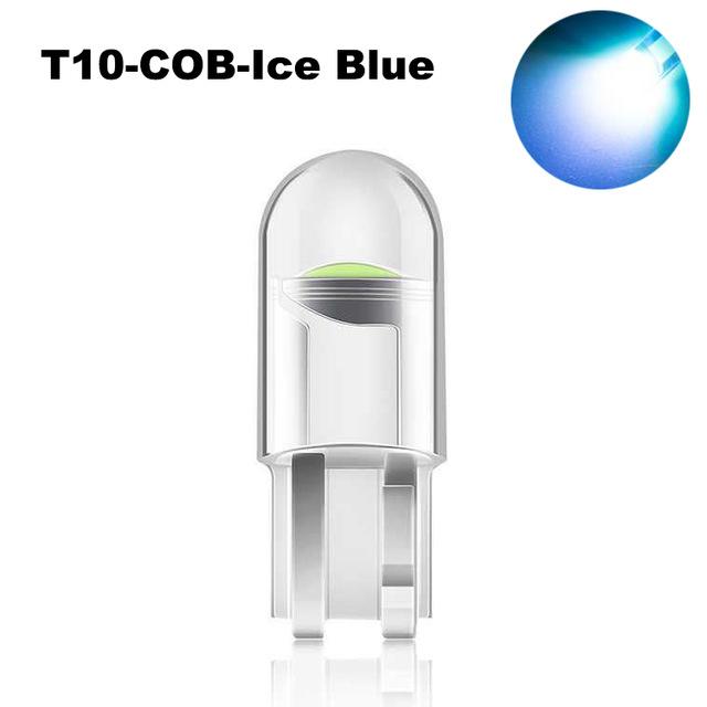 

2X W5W 194 T10 Стеклянный корпус Cob Автомобильная светодиодная лампа Белый Синий Красный Клин Лампа номерного знака Купольный светильник синий
