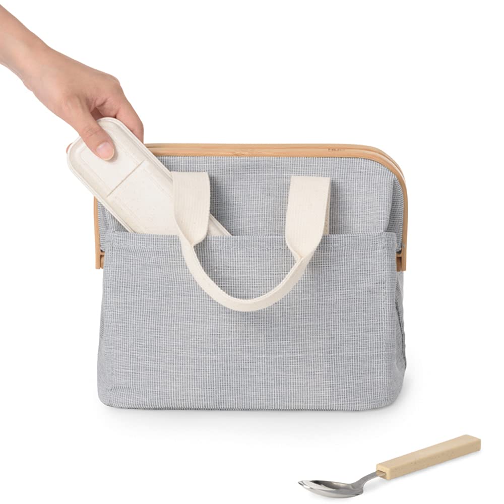 GUDEE Uroki Cooler Bag, a small lunch bag with a clasp closure and wide gusset, perfect for keeping your lunch cool and insulated. Available in wood,