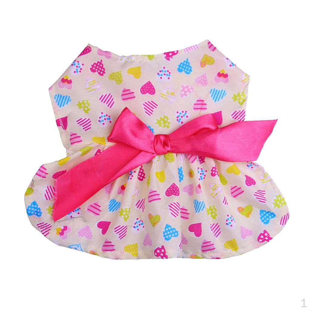 

Cute dog Big Bowknot Dress Clothes Flower Pattern M Dot skirt