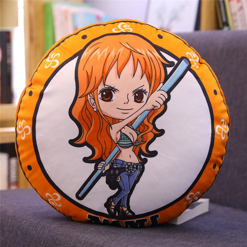 New One Piece Circular Pillow Anime Peripheral Luffy Chopper Double-Sided Printing Nap Cushion Pillow Room Sofa Decoration Gift