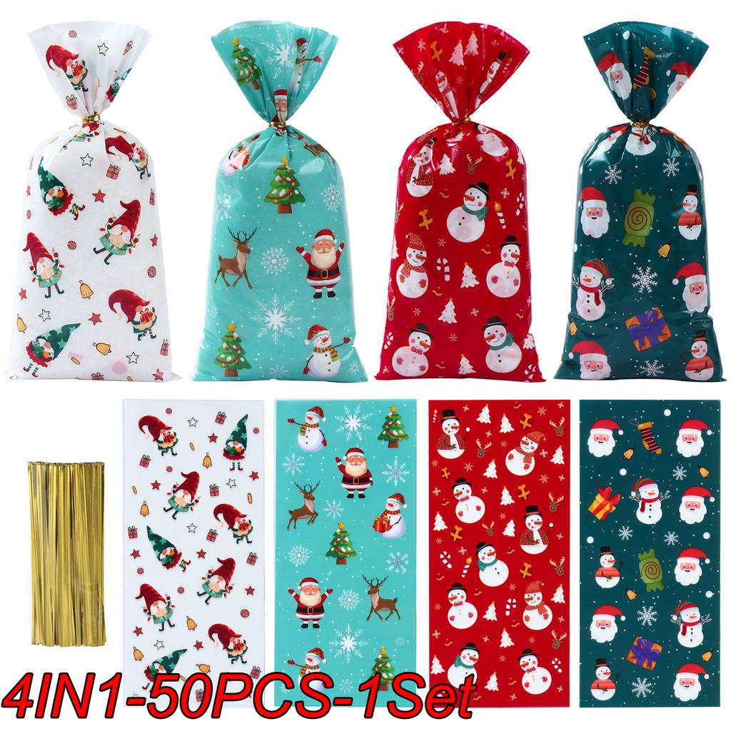 50Pcs/set Christmas Fruit Sticks Disposable Bamboo Sticks Snowflake Christmas Tree Elk Santa Claus Snowman Sticks Xmas Ornaments