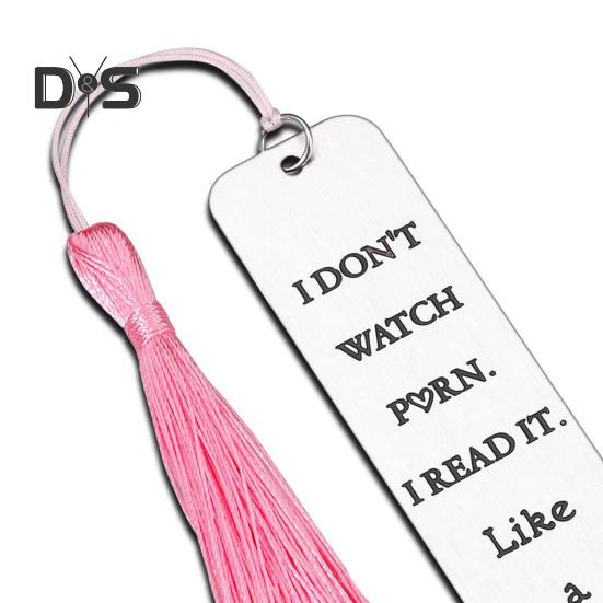 Graviertes Lesezeichen aus Metall, Geschenk „I Don't Watch Porn“, Lesezeichen aus Edelstahl mit Quastenanhänger, Geschenke für Leseratten, Männer und Frauen, Leseliebhaber