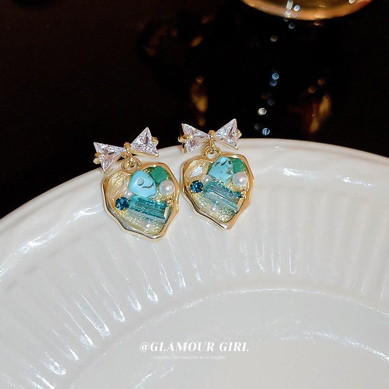 GemChic Women's Earrings Trendy Ear Stud Needle Gradient Imitation Gem High-Grade Earrings Exquisite Birthday Christmas Jewelry Gift
