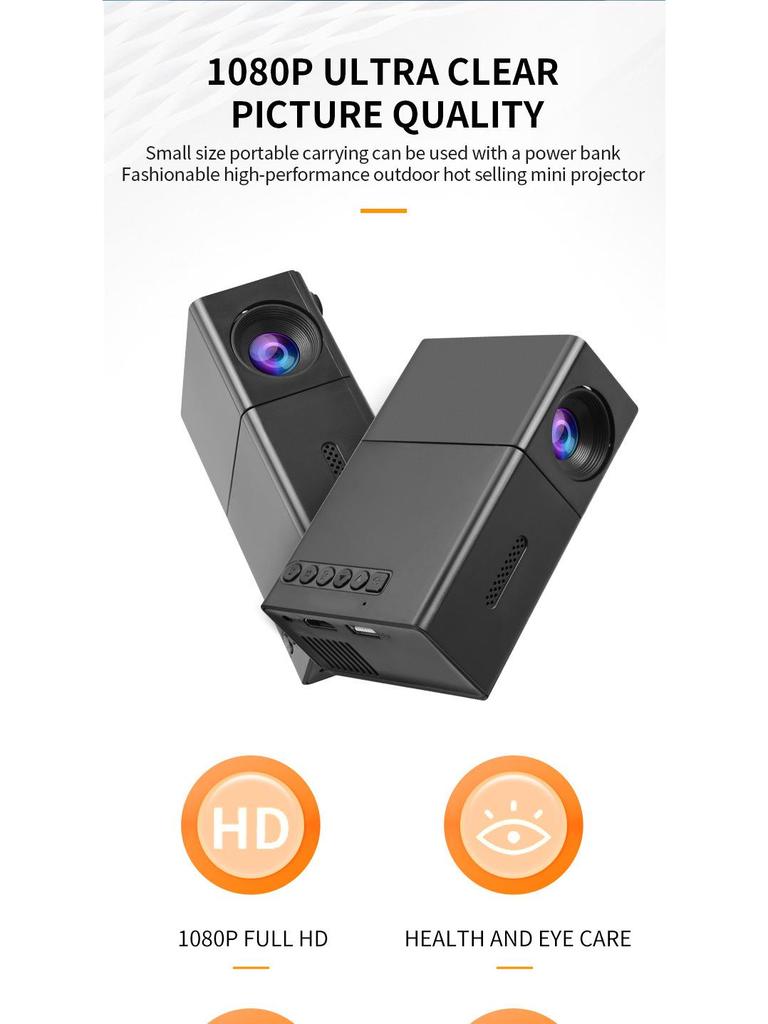 YG300S Mini Portable Projector for Kids and Home Entertainment, 1080p Support