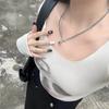 Dainty Star Pendant Necklace for Women Y2k Simple Bead Chain Necklace Double Layered Clavicle Chain Valentines Day