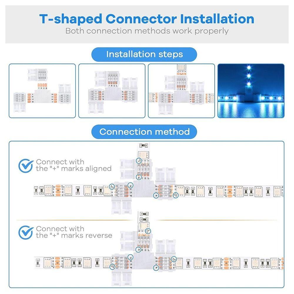 30pcs 3535/2835 LED Strip Connectors 8mm/10mm 4 Pin Connectors L Shape Connectors LED Strip Lights