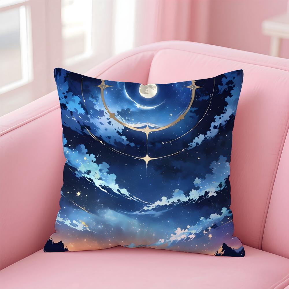 PPretty dream Galaxy starry sky Cushion Cover Pillow Case Soft Friendly Fabric  Concealed Zipper