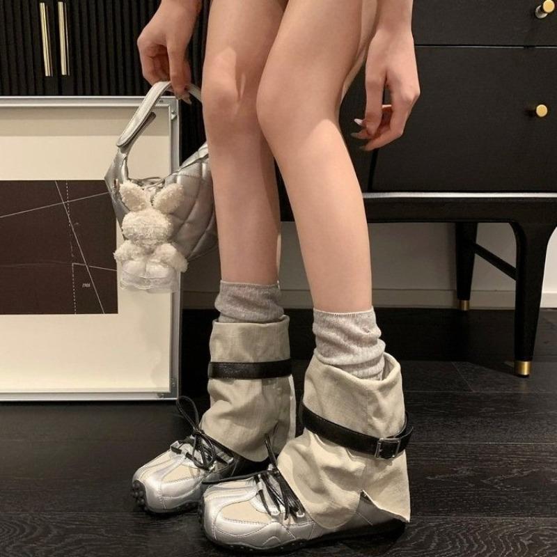 

Двухвариантные плоские ботинки Осень Новые Круглый носок Комбинированный перед Шнуровка Металлическая пряжка-ремень Мягкие слипоны Короткие ботинки 40 чёрный