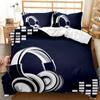 Headphones Duvet Cover Set Rock Music Melody Note Comforter Cover Pink Headset Polyester Bedding Set for Kid Boy Girl King Size
