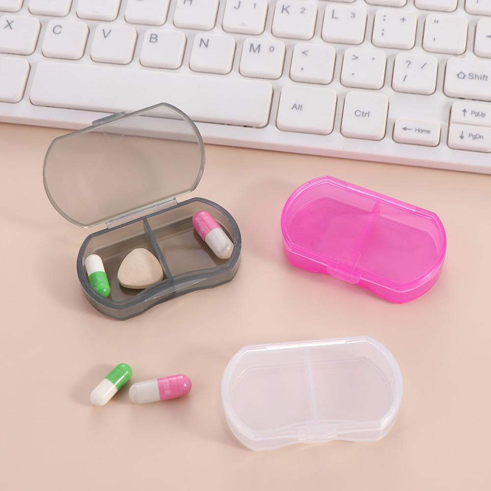 Snap-on design 2-gird Pill Box Dust-proof Pill Packing Box Mini Medicine Box  Medicine Storage