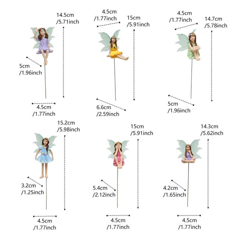 Fluorescent Fairies Figurines 6pcs Home Sculptures Ornament Home Cake Topper Decorations Garden Resin Small Accessories
