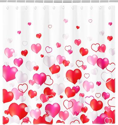 Valentinstag Duschvorhang Rosa Rot Liebe Badezimmer Romantisch Polyester Wasserdicht Duschvorhang 180x180cm