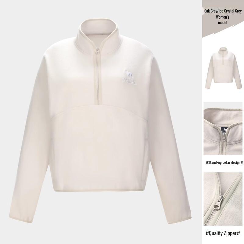 CAMEL Women's Half-Zip Stand-Collar Fleece Sweatshirt A24CZ00800