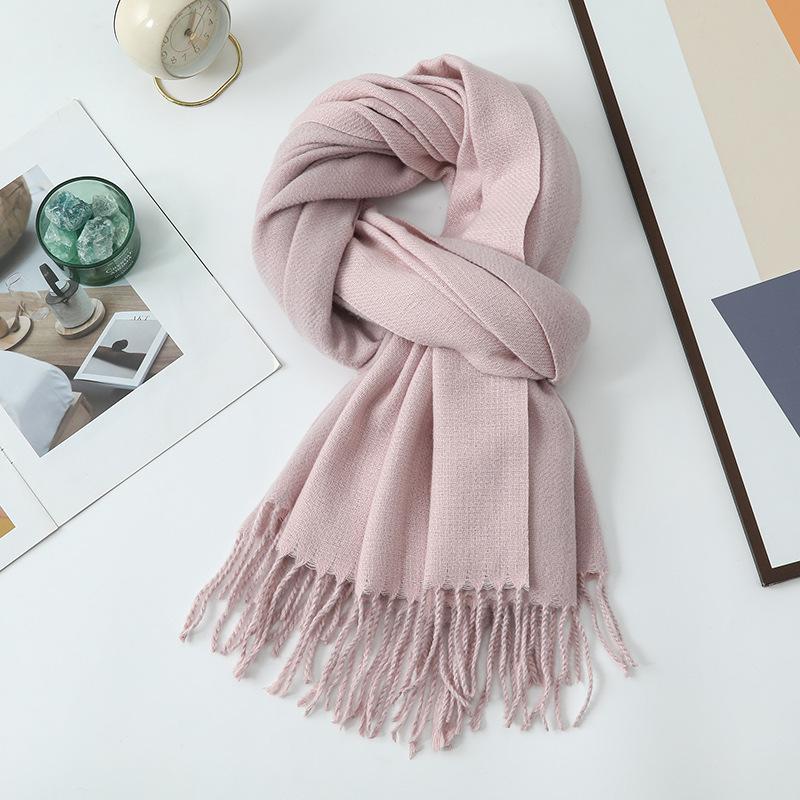 Double-sided Two-color Scarf for Women Autumn and Winter High End New Wool Scarf Shawl Imitation Cashmere Scarf