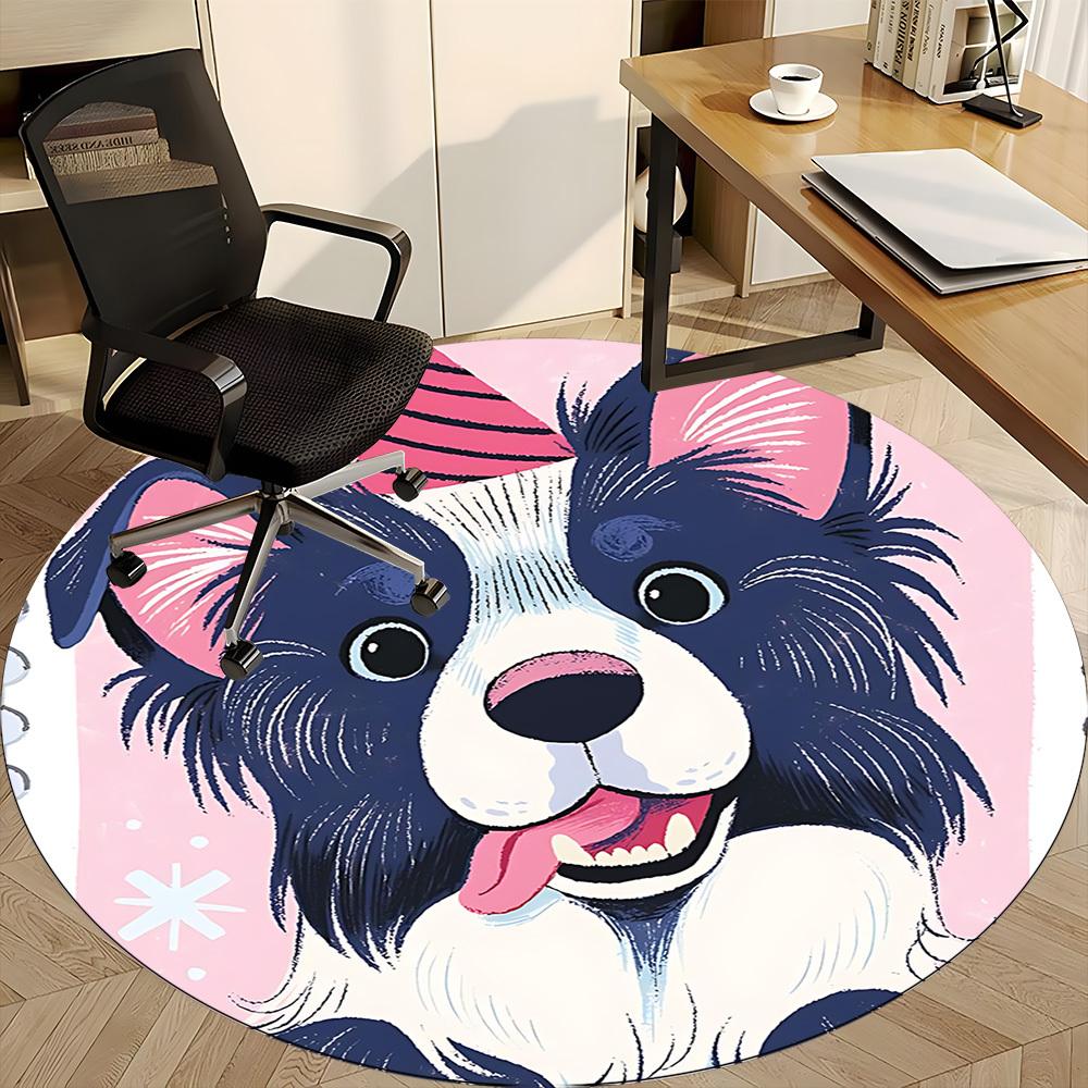 1PC Dogs Pet Office Round Area Rug, Mat Suitable ForOffice, Under Office Chairs Bedroom Living Room Home Decor, Room Deco
