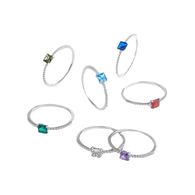 12 Birthstone 925 Sterling Silver Women's Zircon Ring - Elegant Red Book Style Jewelry, Perfect Birthday Gift