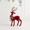 Flocking Texture Christmas Elk Figurine Shiny Antlers Glitter Bowknot Deer  Living Room