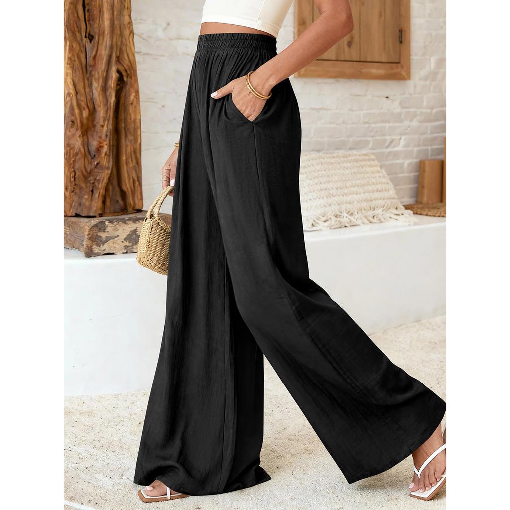 Women's Casual And Fashionable Color Loose Pants With Pocketes