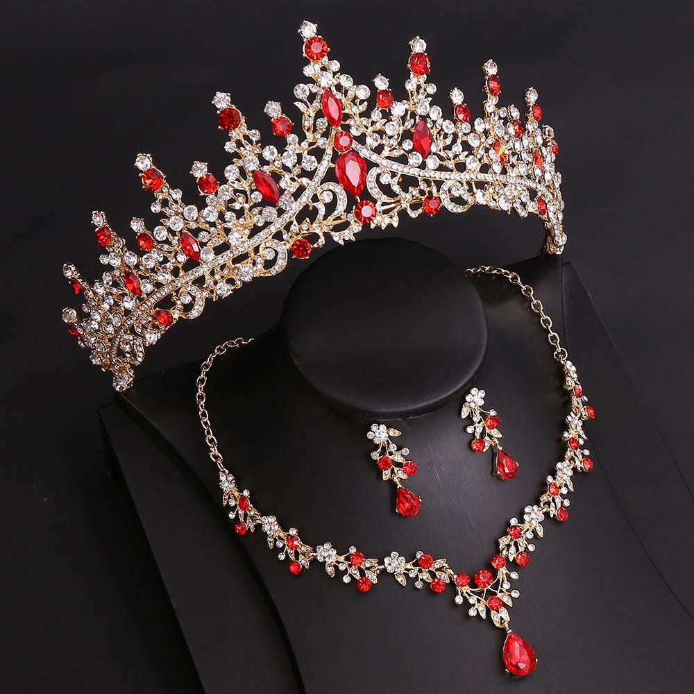 DIEZI Baroque Bridal Opal Crystal Crown Princess Queen Luxury Water Drop Tiaras Necklace Earrings New Wedding Party Jewelry Sets