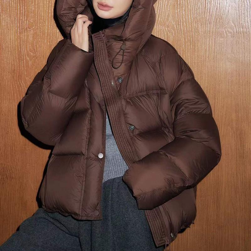 Womens Short Down Jacket Winter Warm Hooded Parka 90% Duck Fill Loose Fit Plus Size
