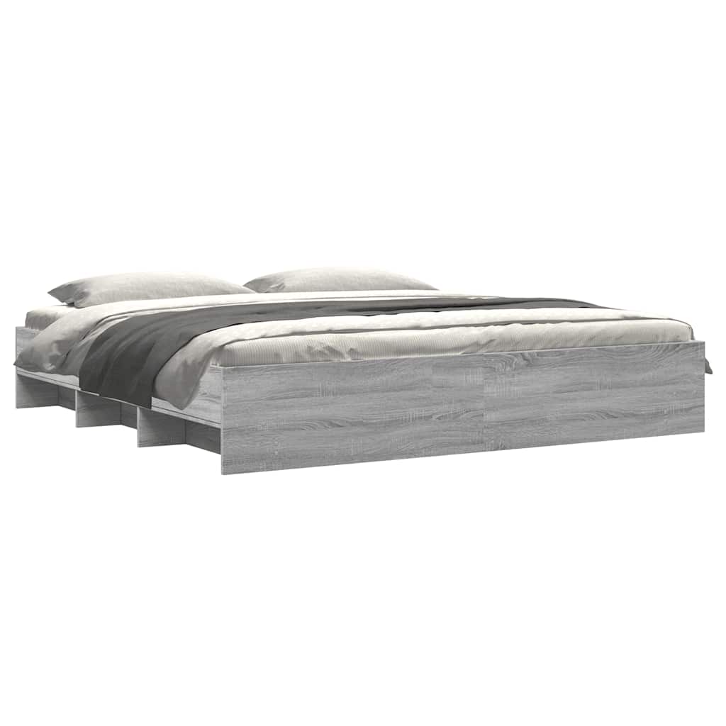 Bed Frame Gray Sonoma 200x200 cm Particleboard