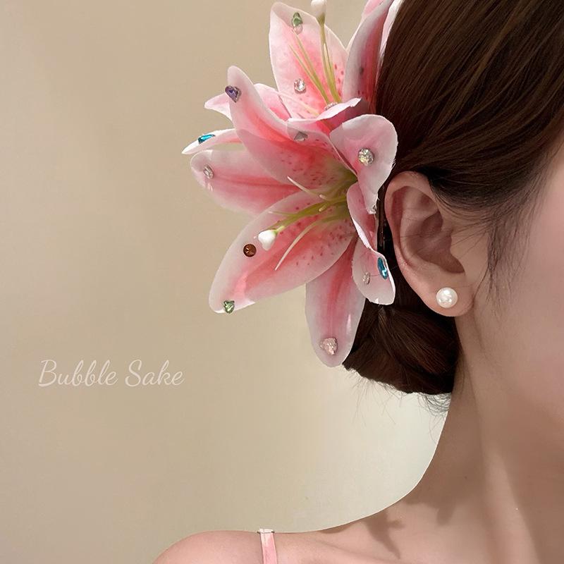 Exquisite Lily Flower Hair Clip - Floral Scene Women's Side Hairpin & Cheongsam Accessory