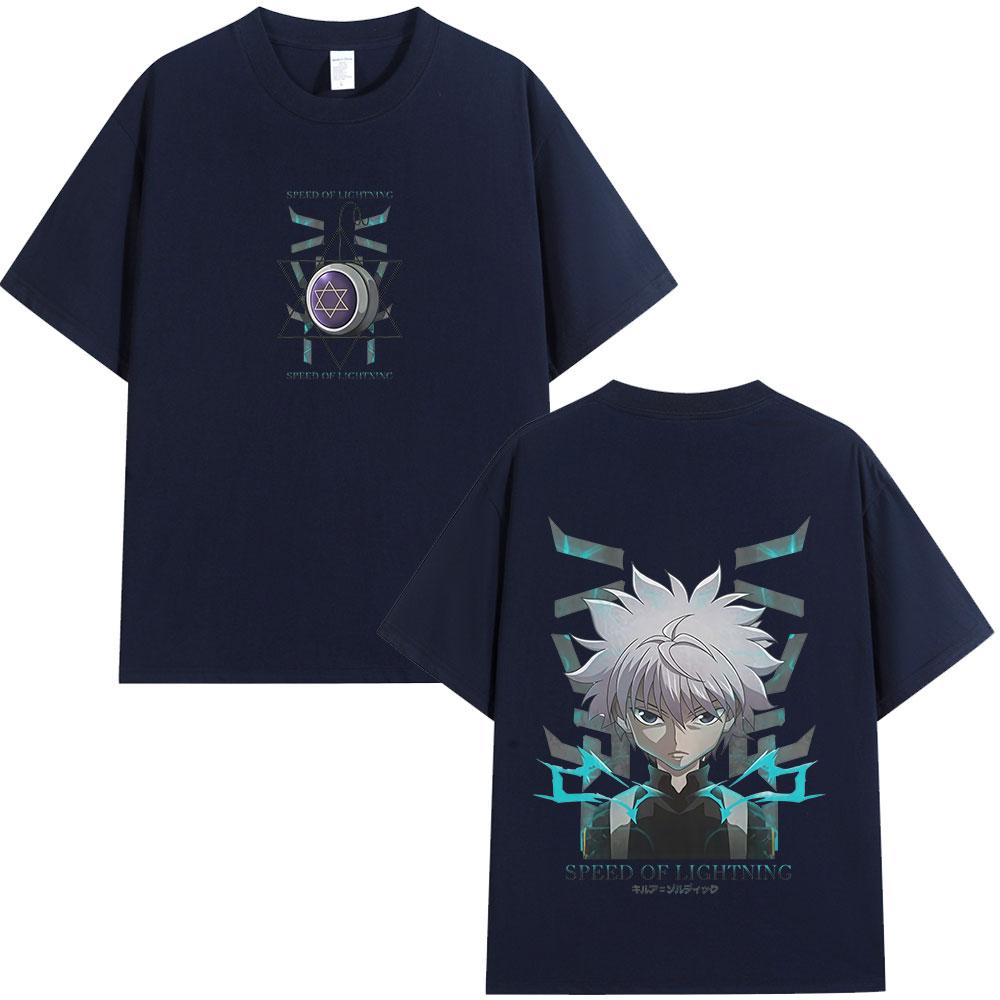 Japanese Anime Hunter X Hunter Killua Zoldyck Tshirt Unisexs Women Fashion Short Sleeve T Shirt Cotton Casual Oversized Tshirts