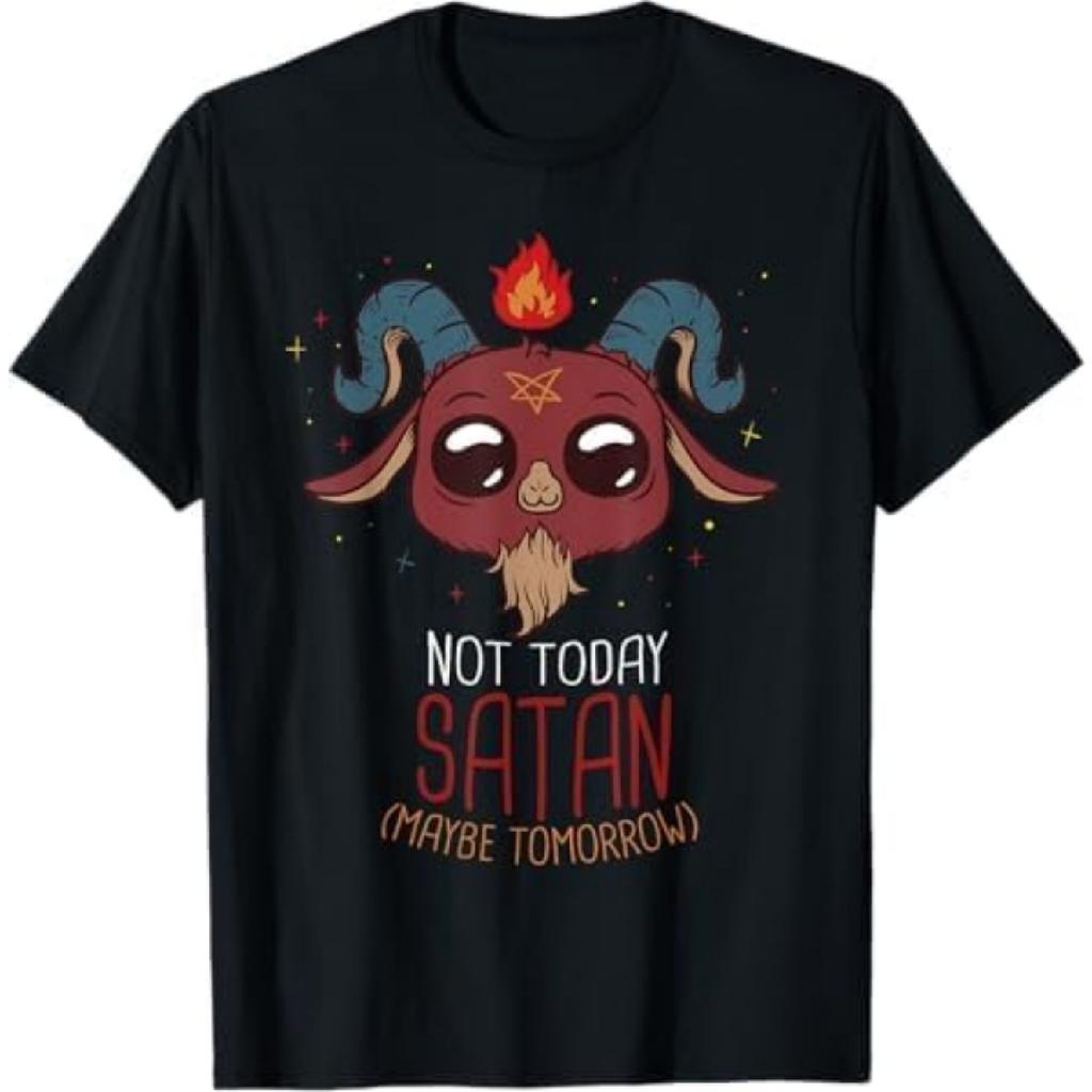 Not Today Satan Cute Demon Gothic Satanic Devil Baphomet T-Shirt AT1 Mens Womens Tank Top Sweatshirt Hoodie Black