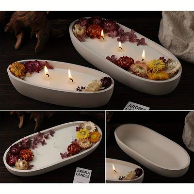 1PC Iy Gypsum Cement Gypsum Candle Cup Storage Bowl Storage Tray Candle Boat Mirror Silicone Mold