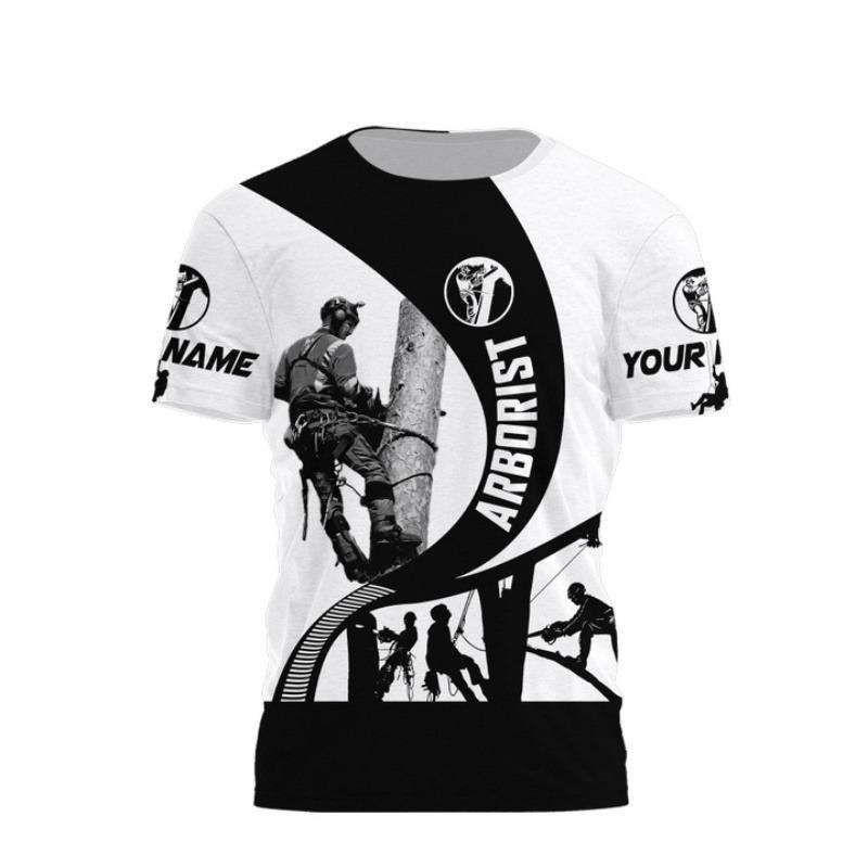 Maglietta con Fantasia Cool Arboricoltore Uomo Nome Personalizzato Stampa 3D T-Shirt Moda Estiva Girocollo Street Oversize Manica Corta