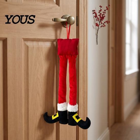 Christmas Gift for Car Lovers Elf Legs, Santa Legs Hanging Ornaments, Plush Stuffed Xmas Pendant, Home Door Frame Decor Fun Holiday Mirror,