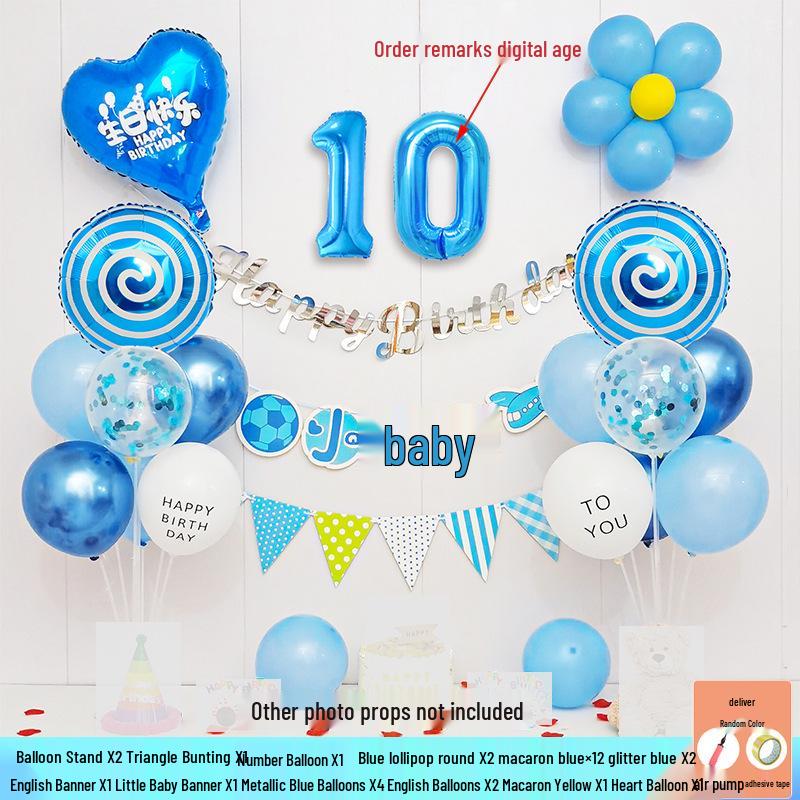Happy Birthday Balloons for 7-8-Year-Old Girls - Home Party Decoration and Background Wall Decor