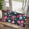 Floor Mat Crystal Velvet Beautiful Flowers Printed Carpet - Non-slip Floor Mat for Living Room, Bedroom, and Office Chairs