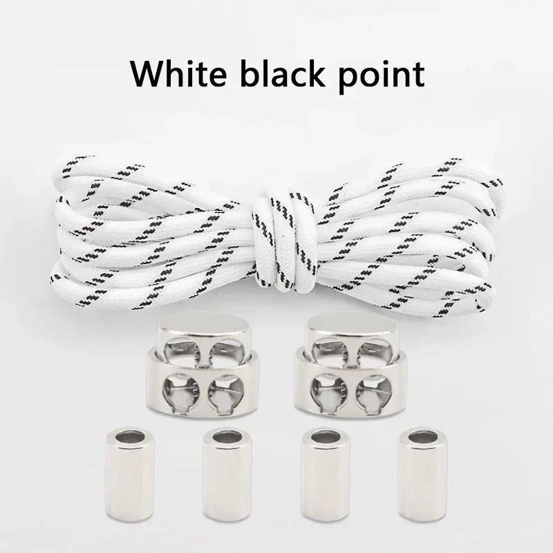1Pair Lock Shoe laces Without ties Metal Buckle Laces Round Elastic Laces Sneakers Kids Adult No Tie Shoelaces Shoes Accessories