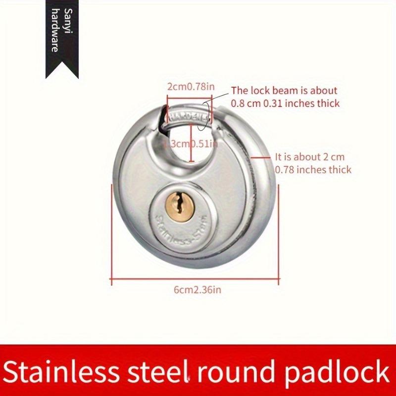 1/2PCS Round Stainless steel Heavy Duty Key Lock Security Padlock Outdoor Gym Safely Door Lock Anti-theft Tools