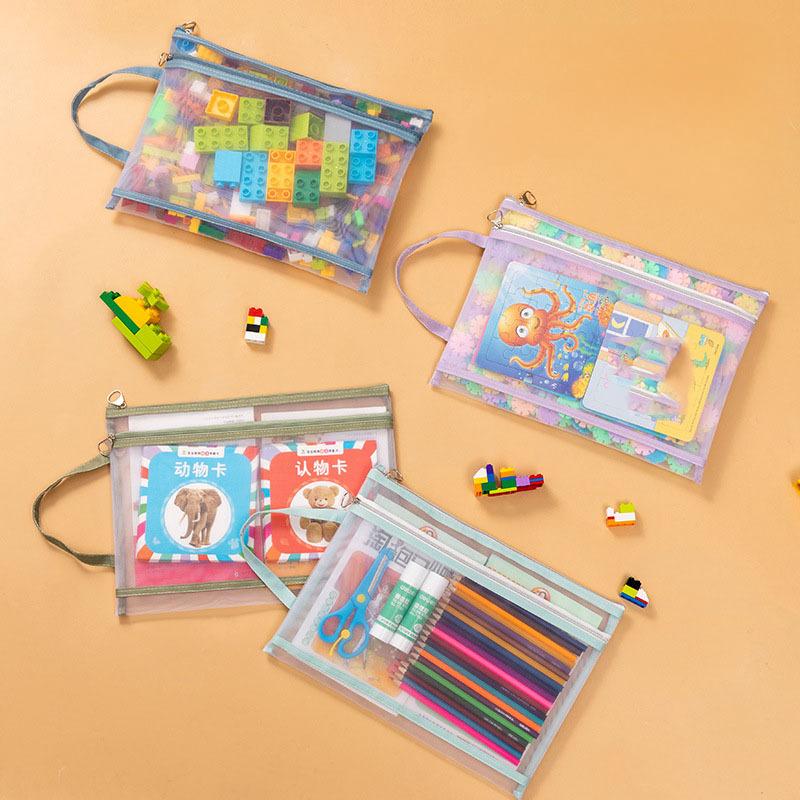 3PCS Handheld Mesh Storage Bag for Daily Necessities Portable Storage Bag for Children's Toys and Building Blocks Storage Bag