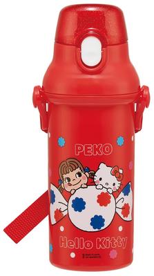Skater Water Direct Dishwasher Made In Sanrio X Hello Kitty Children's Bottle, 480ml, Drinking, Plastic, One-Touch Operation, Safe, Japan, Peko-chan
