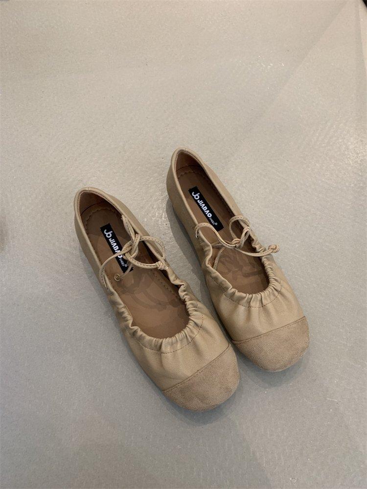 

Ретро туфли-лодочки с плоской подошвой и неглубоким вырезом женские 2025 новые туфли Мэри Джейн на мягкой подошве 35