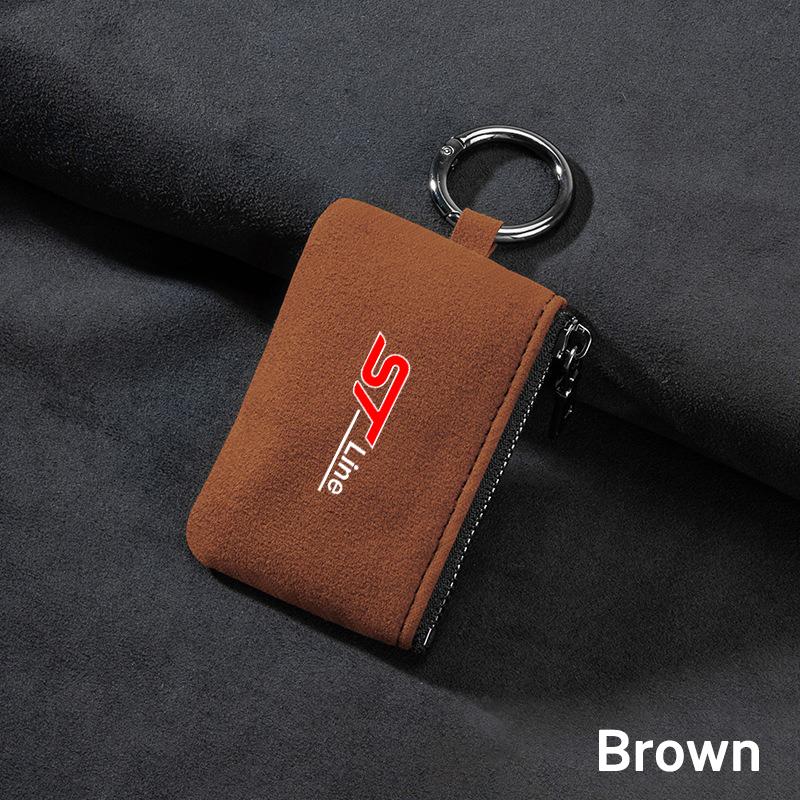 Car Key Bag Suede Coins Wallet Mini Card Pouch For Ford Focus 2 Fiesta Mondeo Fusion Escape Edge Ecosport Kuga ST LINE Accessory