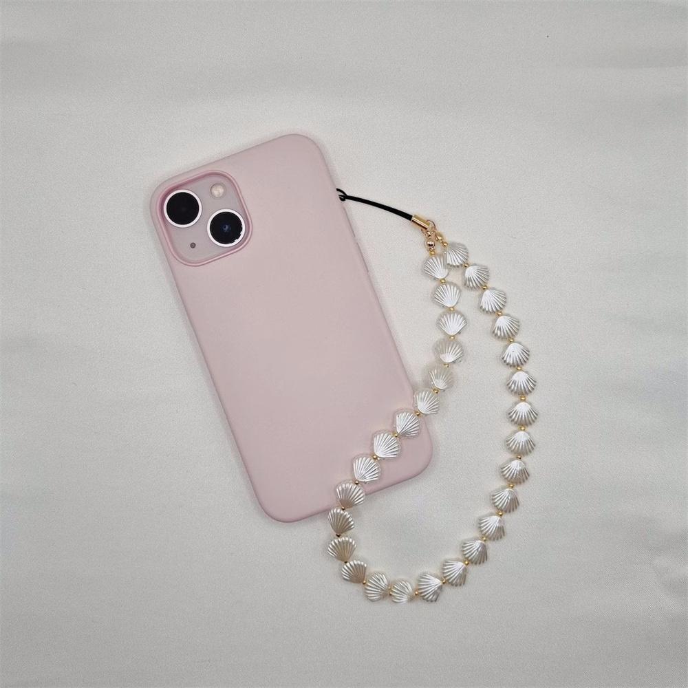 Heart Shell Bead Phone Chain Anti-Loss Charm Strap Keychain Lanyard Pendant Ins Bag Camera Decoration For Woman Girl