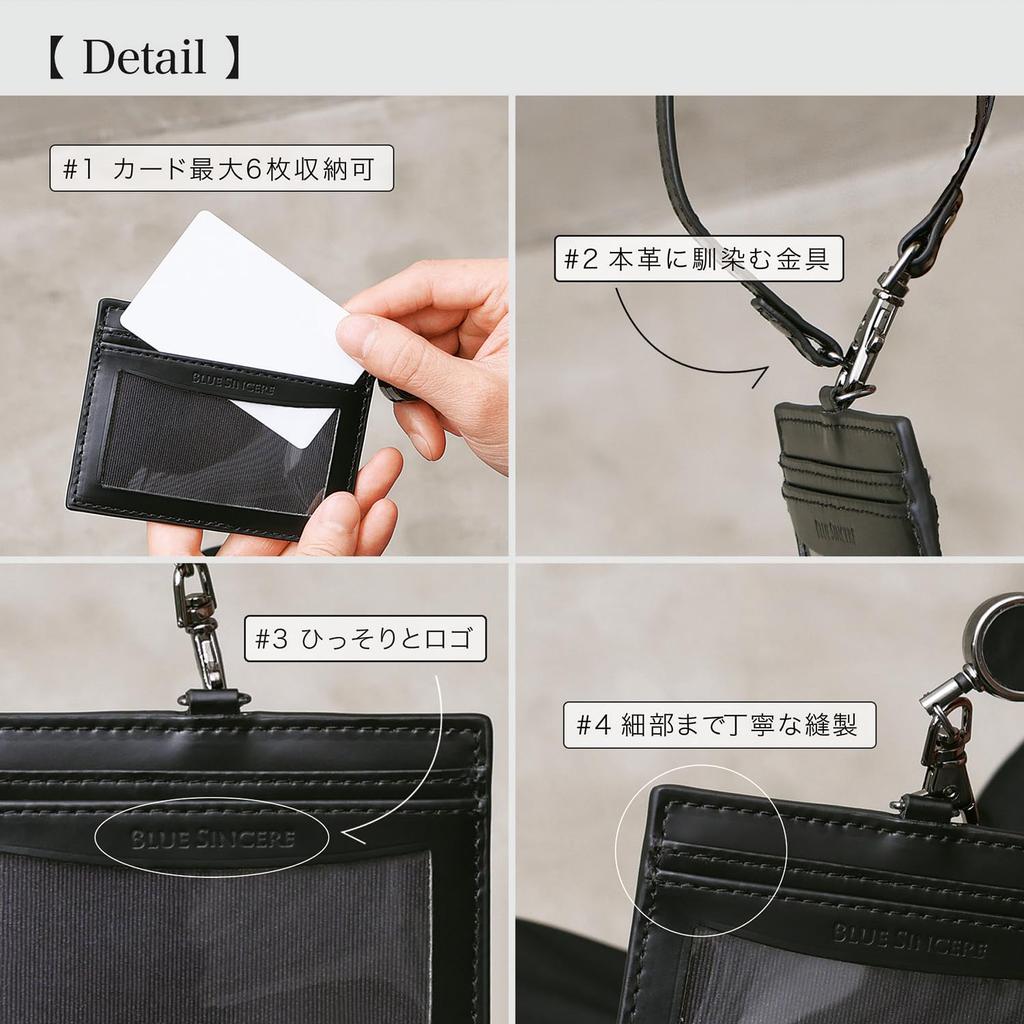 ID Card Employee ID Card Name Badge Genuine Italian and Name Neck Strap with Extendable Pass Holds 4 Cards IID1 [BLUE SINCERE] Holder, Case, Case,