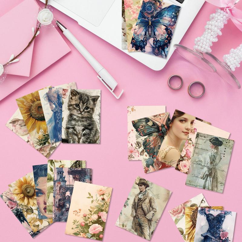 Retro-Style High-Quality Paper Background Materials Retro English Poster Paper for Handmade Journals DIY Collage Decorative Back