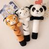 Cute Animal Tiger Panda Head Massage Stick Plush Toy Doll Children Soothing Doll Birthday Gift