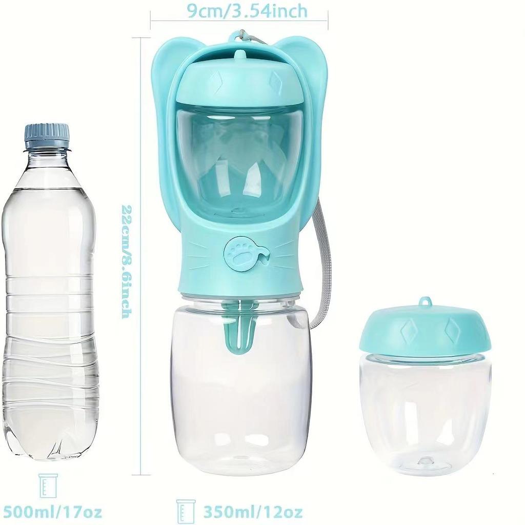 Dual Pet Water & Food Bottle: Portable 2-in-1 Outdoor Drinking Cup & Feeding Bowl for Dogs & Cats